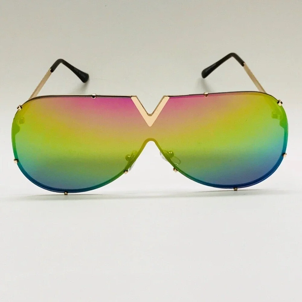 Sunglasses Womens Men Trendy Sun‎ Glasses Oversized Square Flat Lens Metal Frame